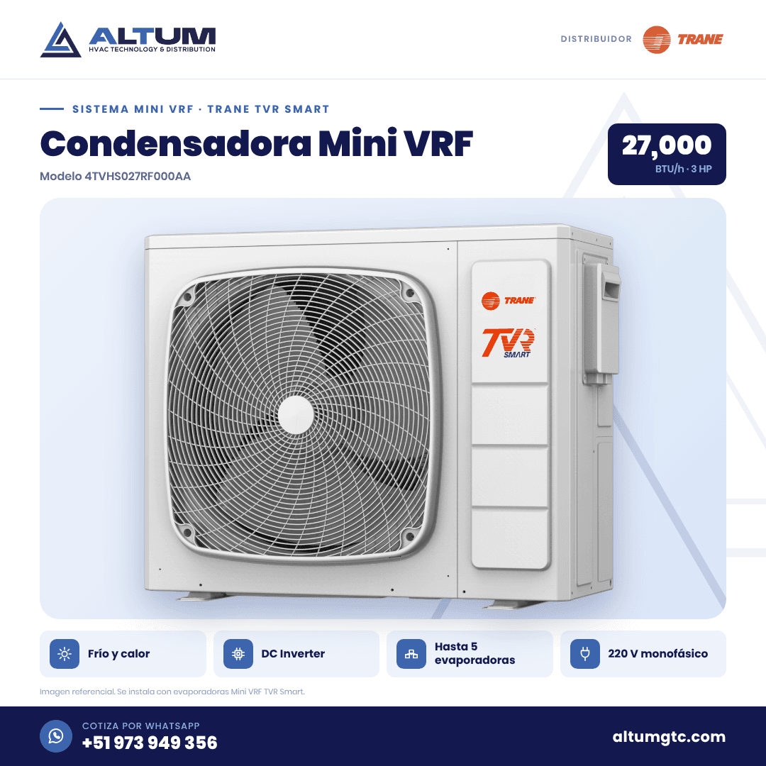 Lámina de presentación del Condensadora Mini VRF Trane TVR Smart 27,000 BTU (3 HP)